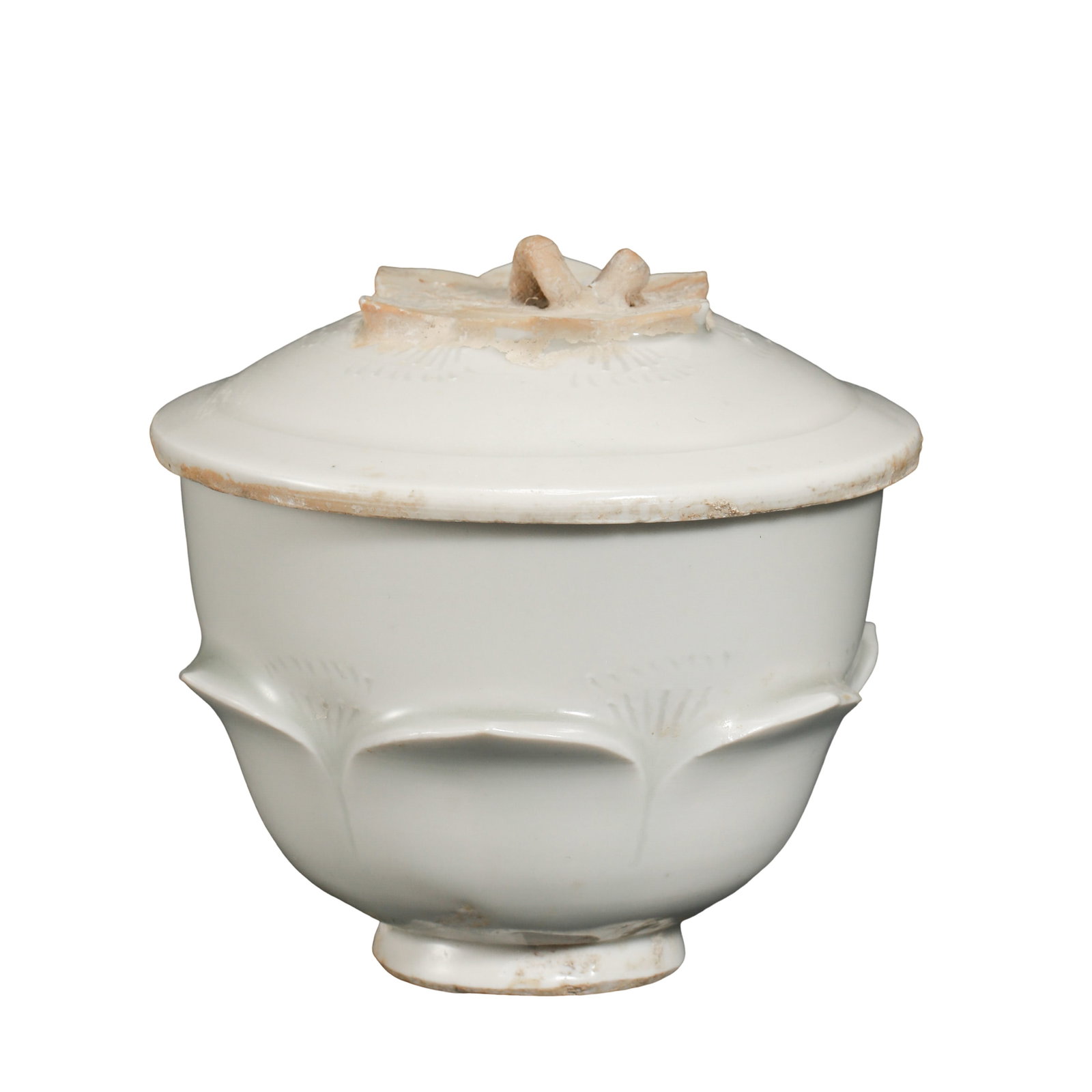 Song Dynasty (10th–13th Century) Ding Kiln White Porcelain Covered Bowl with Molded Lotus: Dimensions (cm / inches | Century: 10th–13th Century): Overall Height 9.2 cm (3.62 in)?Condition & Provenance: Well preserved in complete condition with no cracks, hairlines, or significant losses. 