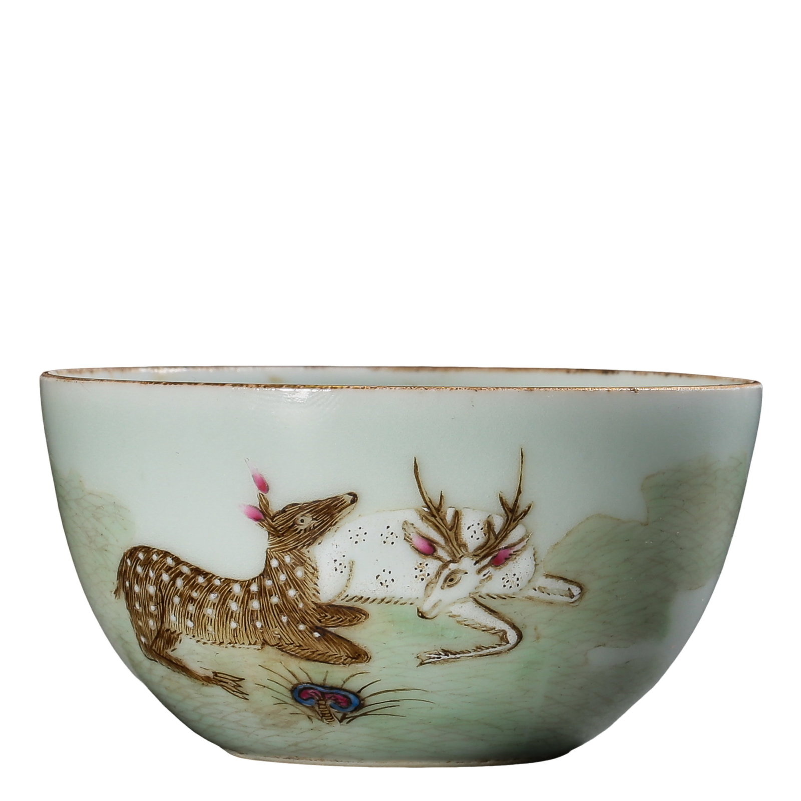 Qing Dynasty, Qianlong Period (1736–1795) Famille Rose “Blessing and Prosperity?? Cup with: Dimensions: 18th Century, Diameter 6.7 cm (2.6 in), Height 3.5 cm (1.4 in)?Condition & Provenance: Excellent condition with a finely made porcelain body, well-preserved glaze, and clear decorative det