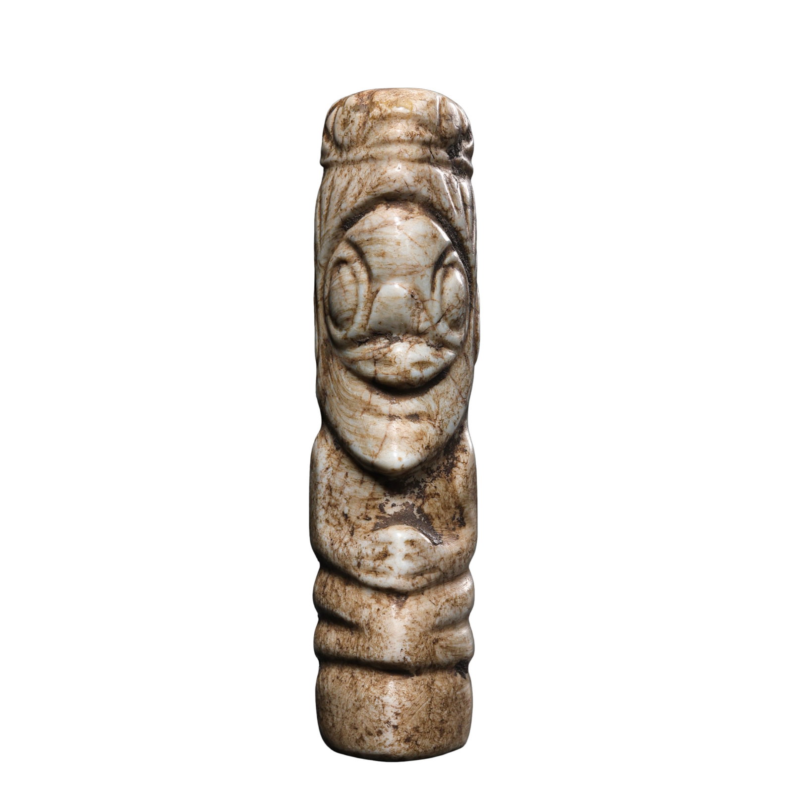 Late Neolithic Hongshan Culture Chicken-Bone White Jade Figure Pendant (Jade Deity Pendant) (1 of 10)