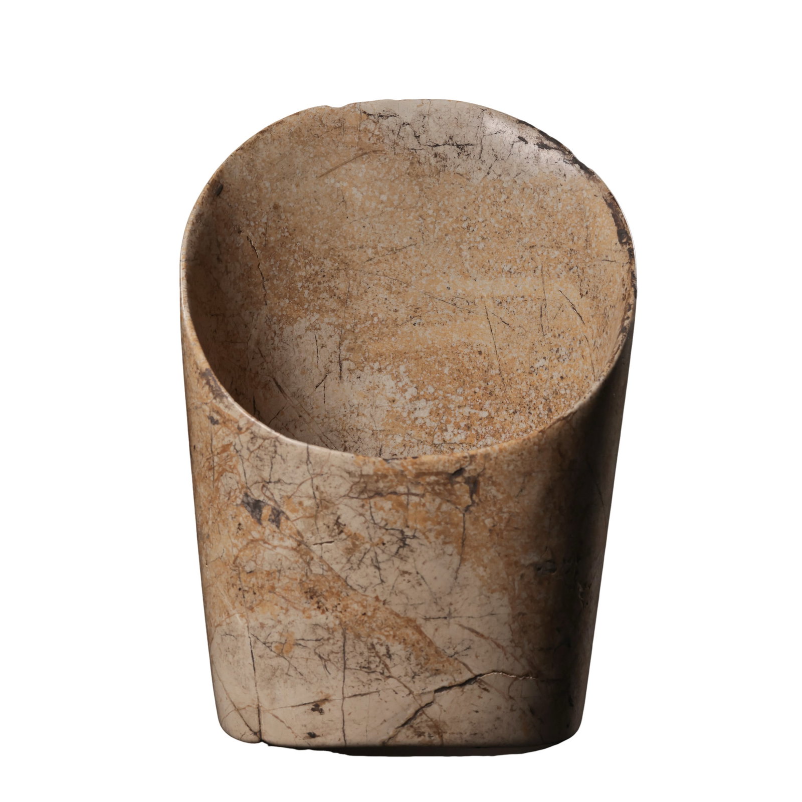 Neolithic Hongshan Culture Chicken-Bone White Jade Horseshoe-Shaped Ritual Object, circa 4700–2900: Dimensions: Height 17.3 cm (6.81 in / 0.57 ft); Top Width 12.5 cm (4.92 in / 0.41 ft); Neolithic Period, Hongshan Culture?Weight: 675 g (approx. 23.81 oz)?Condition & Provenance: The artifact is prese