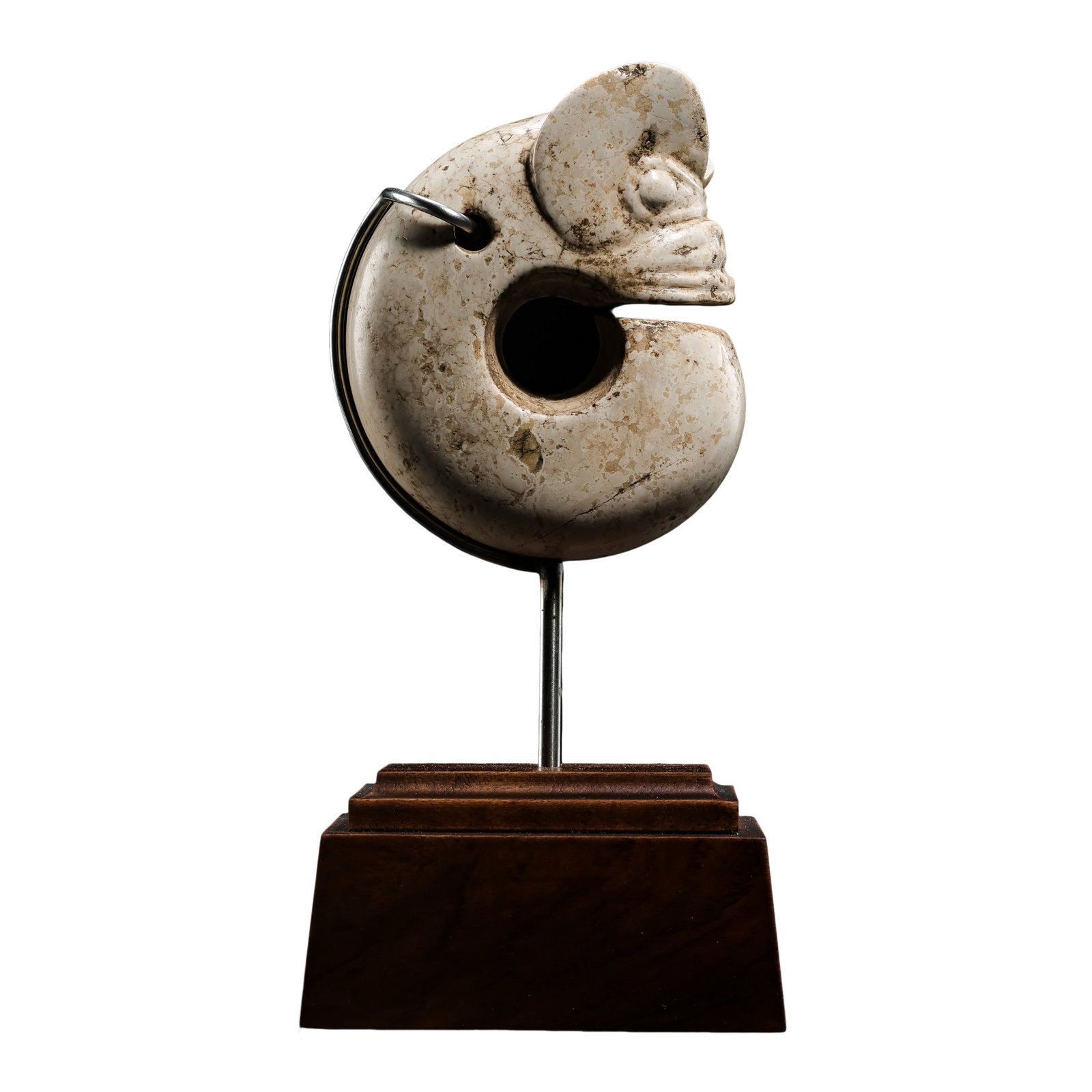 Neolithic Hongshan Culture Chicken-Bone White Jade C-Shaped Pig-Dragon, circa 4700–2900 BCE (1 of 9)