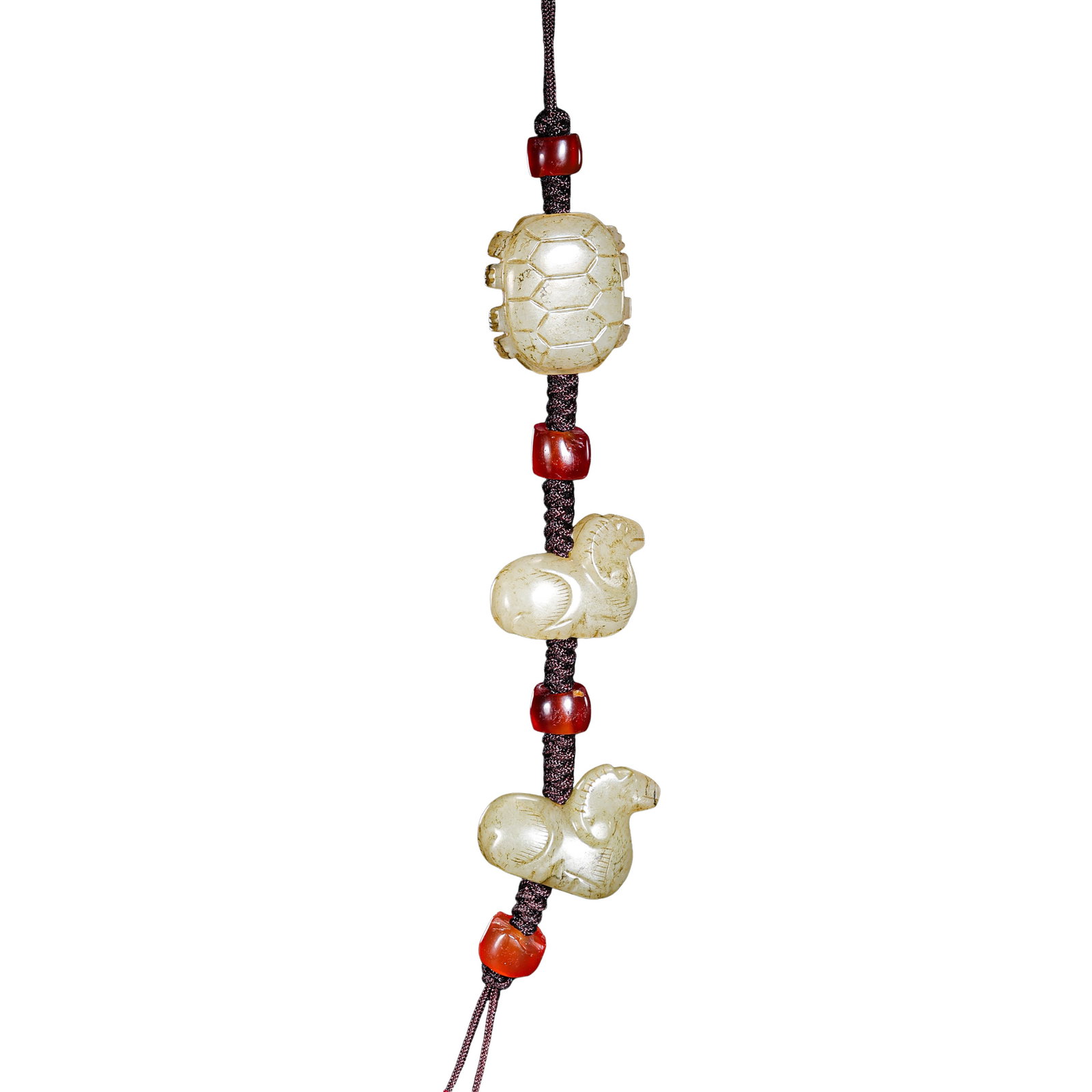 Song–Yuan Dynasty (10th–14th Century) Hetian White Jade Turtle and Ram Auspicious Animal: Dimensions & Weight: Song–Yuan Dynasty, 10th–14th Century; Total weight: 37g; Jade turtle height: 2.4 cm (0.94 in); Jade ram length: 2.6 cm (1.02 in)?Condition & Provenance: Overall in good condit