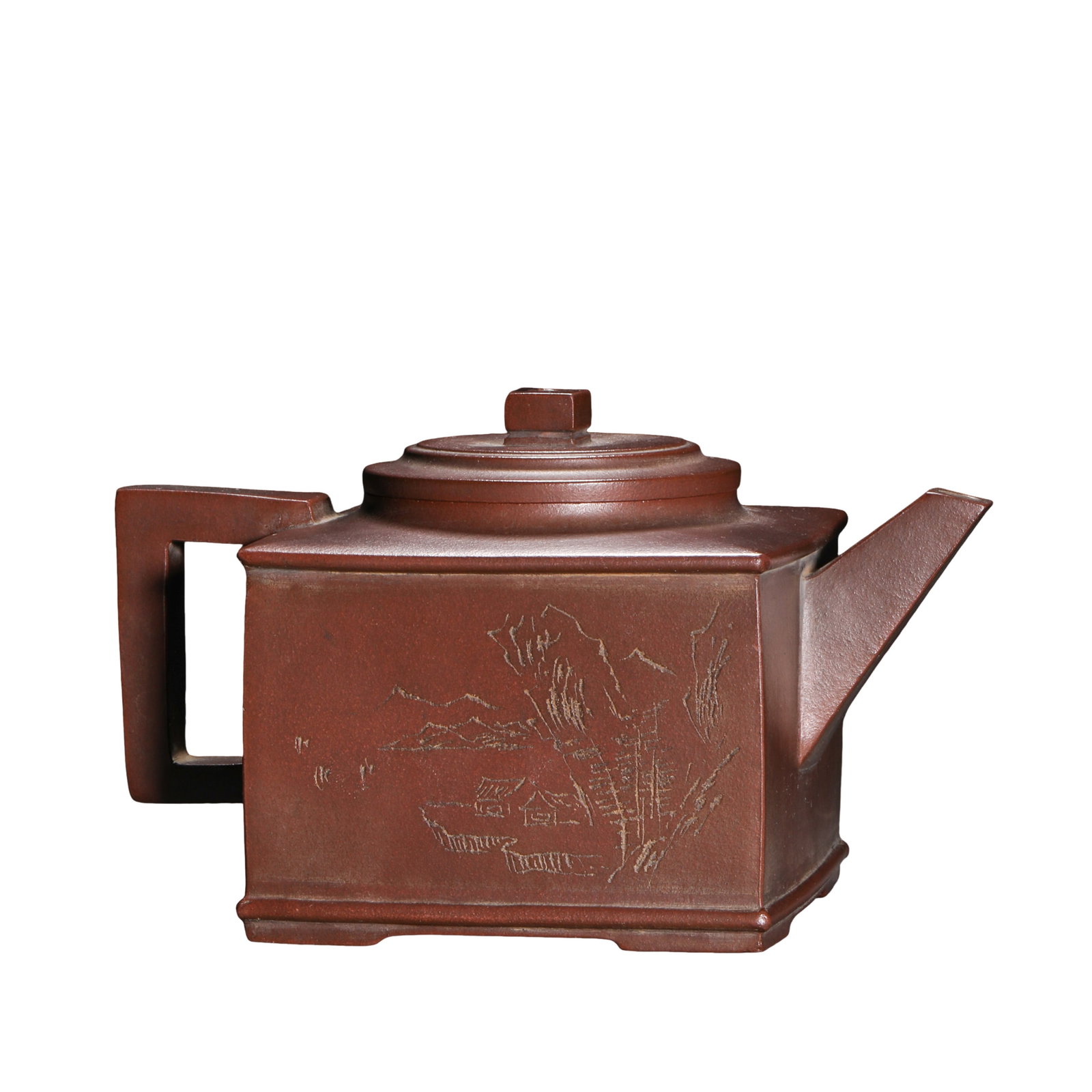 Late Qing Dynasty Zisha Square “Daguan?? Teapot, 19th Century (1 of 11)