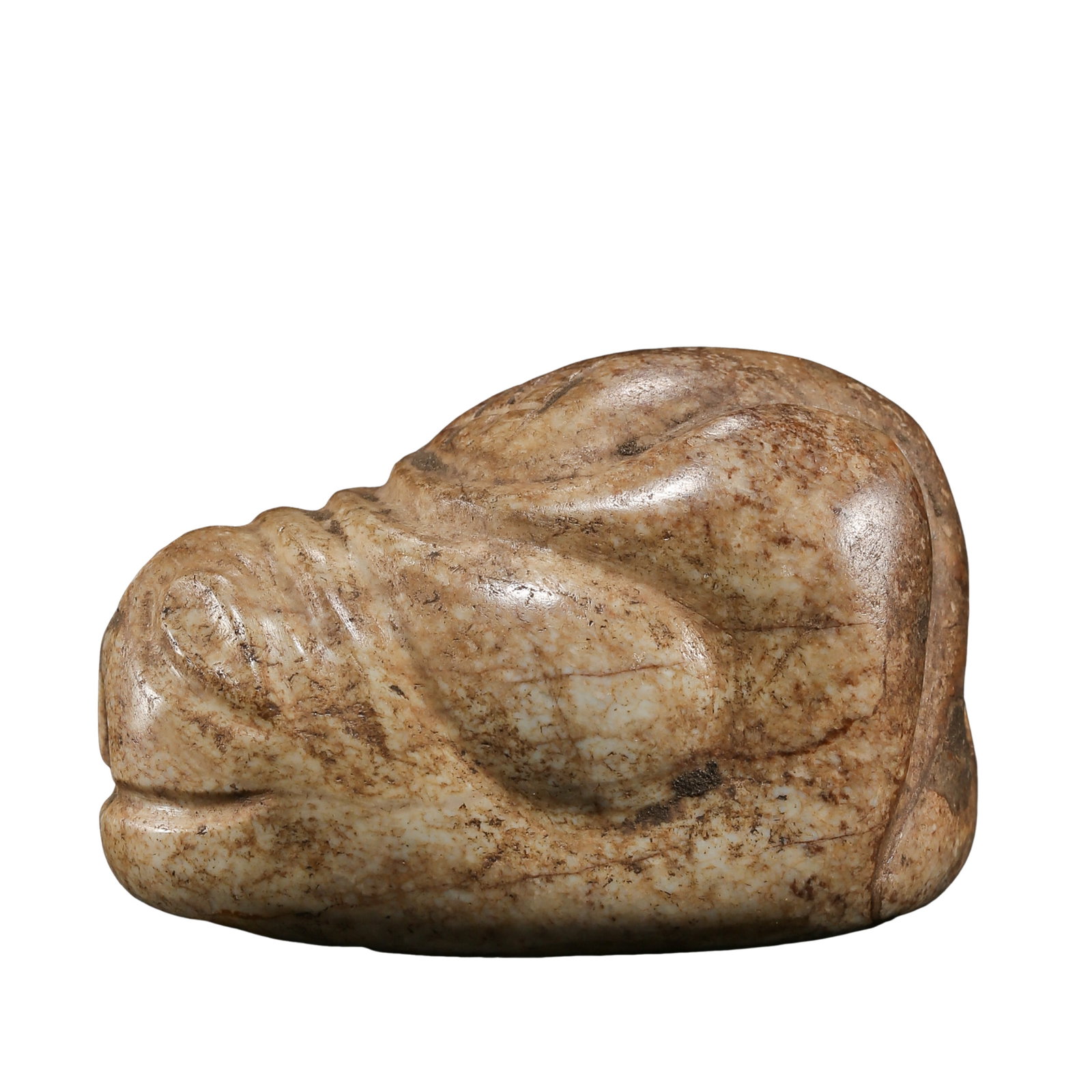 Late Neolithic to Early Bronze Age Period (c. 3000–1000 BCE) Hetian Jade Animal-Shaped Pendant: Dimensions: Length 5.5 cm (2.17 in), Height 3.6 cm (1.42 in), Weight 108 g (3.81 oz), Late Neolithic to Early Bronze Age Period (c. 3000–1000 BCE)?Condition & Provenance: The piece is in good condit
