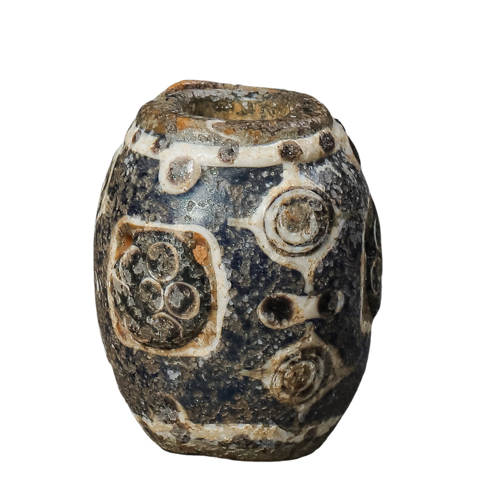 Warring States Period (5th–3rd Century BCE) Ancient “Eye Bead?? Glass Ornament: Dimensions: Height 3.1 cm (approx. 1.2 in), Diameter 2.4 cm (approx. 0.9 in), Weight 23 g (approx. 0.8 oz), 5th–3rd Century BCE?Condition & Provenance: Good overall condition with naturally aged sur