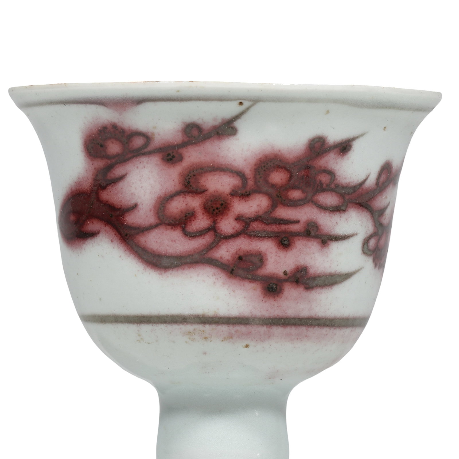 Yuan Underglaze?Red Stem Cup with Plum?Blossom Pattern - 2