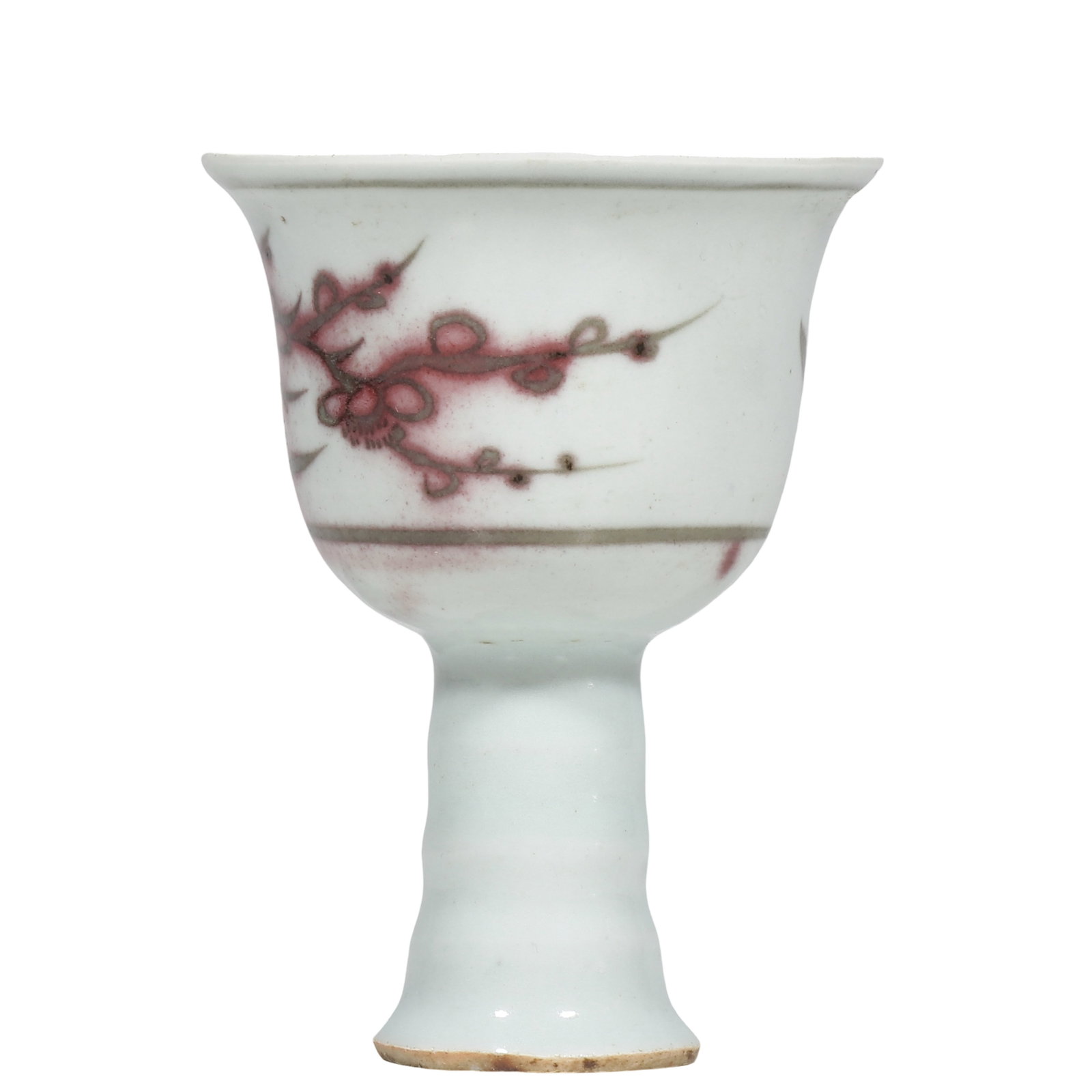 Yuan Underglaze?Red Stem Cup with Plum?Blossom Pattern - 3