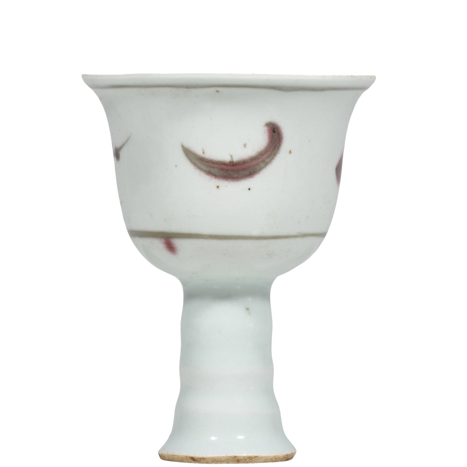 Yuan Underglaze?Red Stem Cup with Plum?Blossom Pattern - 4