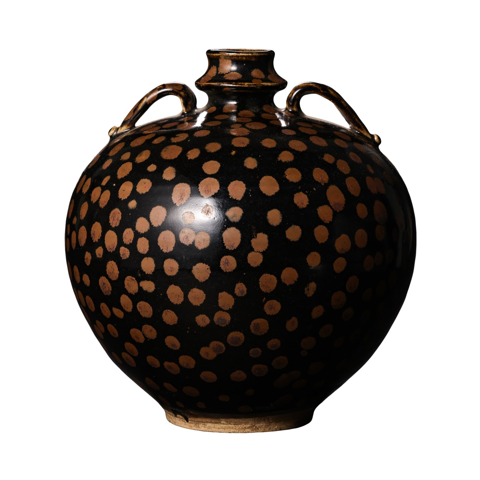 Northern Song to Jin Dynasty Black-Glazed Jar with Iron-Rust Spot Decoration, 10th–13th Century: Dimensions: H. 19.2 cm (7.6 in / 0.63 ft), Body Diameter 17 cm (6.7 in / 0.56 ft)?Condition & Provenance: The jar is preserved in good overall condition with a complete form. The glaze surface shows