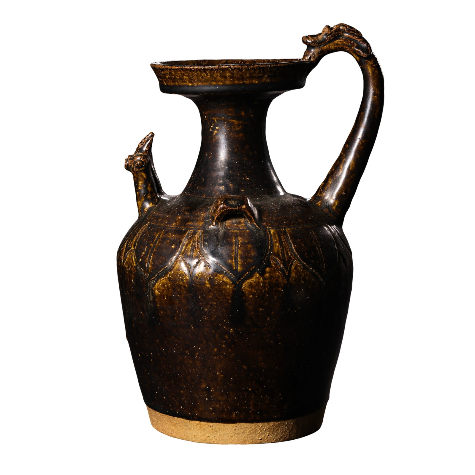 Northern Song Dynasty Dark Brown and Black Glazed Ewer with Dragon Handle, Double Chicken-Head Spout (1 of 10)