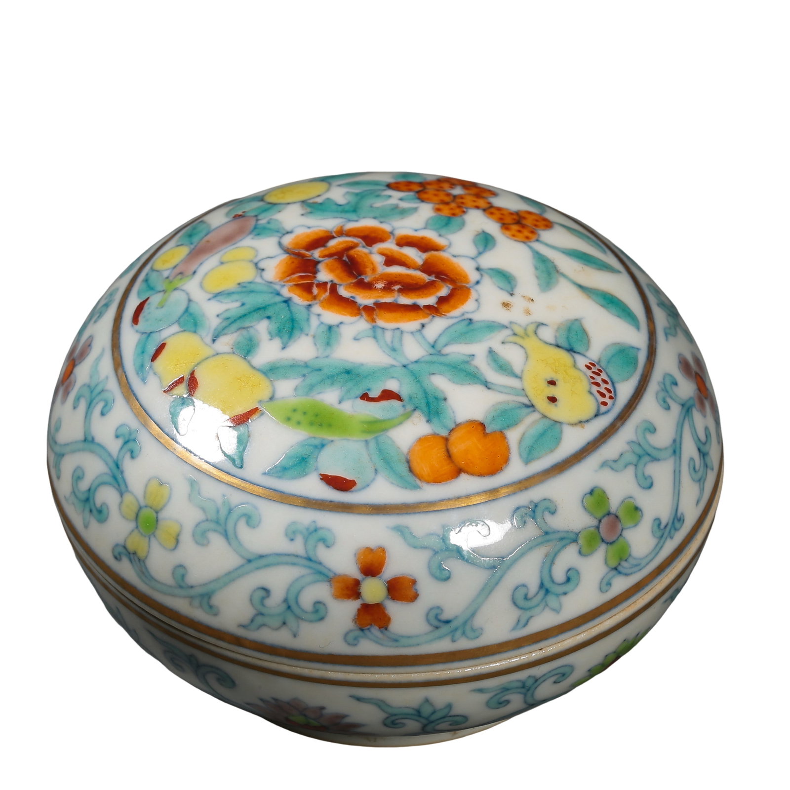 Qing Guangxu Period Doucai “Three Abundances?? Floral Covered Seal Paste Box (1875–1908) (1 of 10)