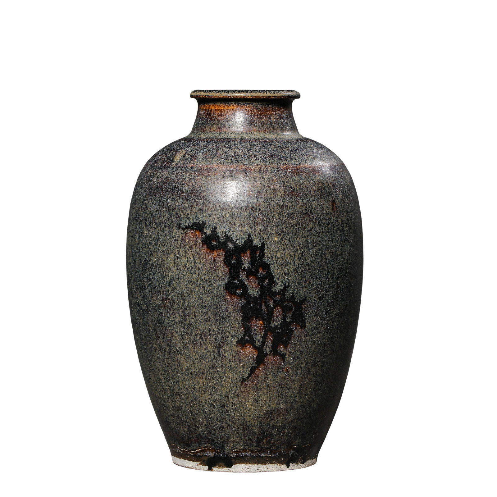 Southern Song Dynasty (12th–13th Century) Jizhou Kiln Black-Glazed Paper-Cut Appliqué Plum Vase: Dimensions: Southern Song Dynasty (12th–13th Century) H. 21.5 cm (8.46 in / 0.71 ft)?Condition & Provenance: Good overall condition with well-preserved form. The surface displays natural kiln-fired 