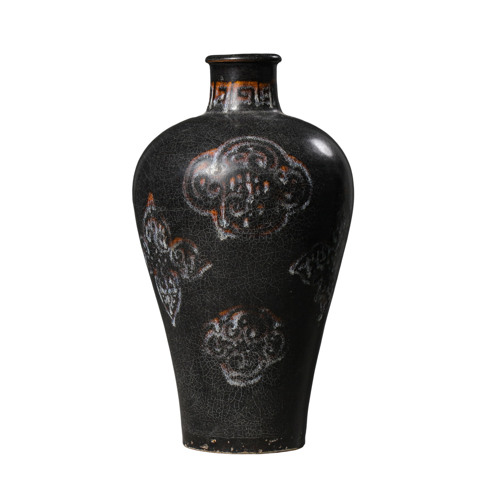 Song Dynasty Jizhou Kiln Black Glazed Painted Ruyi Pattern Meiping Vase (1 of 9)