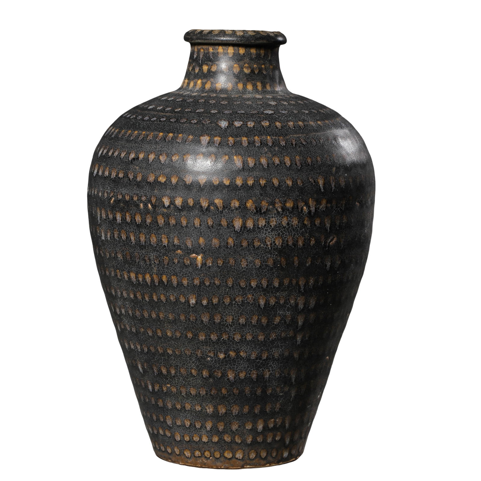 Song Dynasty (10th–13th Century) Jizhou Kiln Black-Glazed “Starry Dot Decoration?? Meiping Vase: Dimensions: H. 24 cm (9.45 in, 0.79 ft), Song Dynasty (10th–13th Century)?Condition & Provenance: Good condition with naturally aged glaze surface, fine craquelure, and a rich historical patina. The