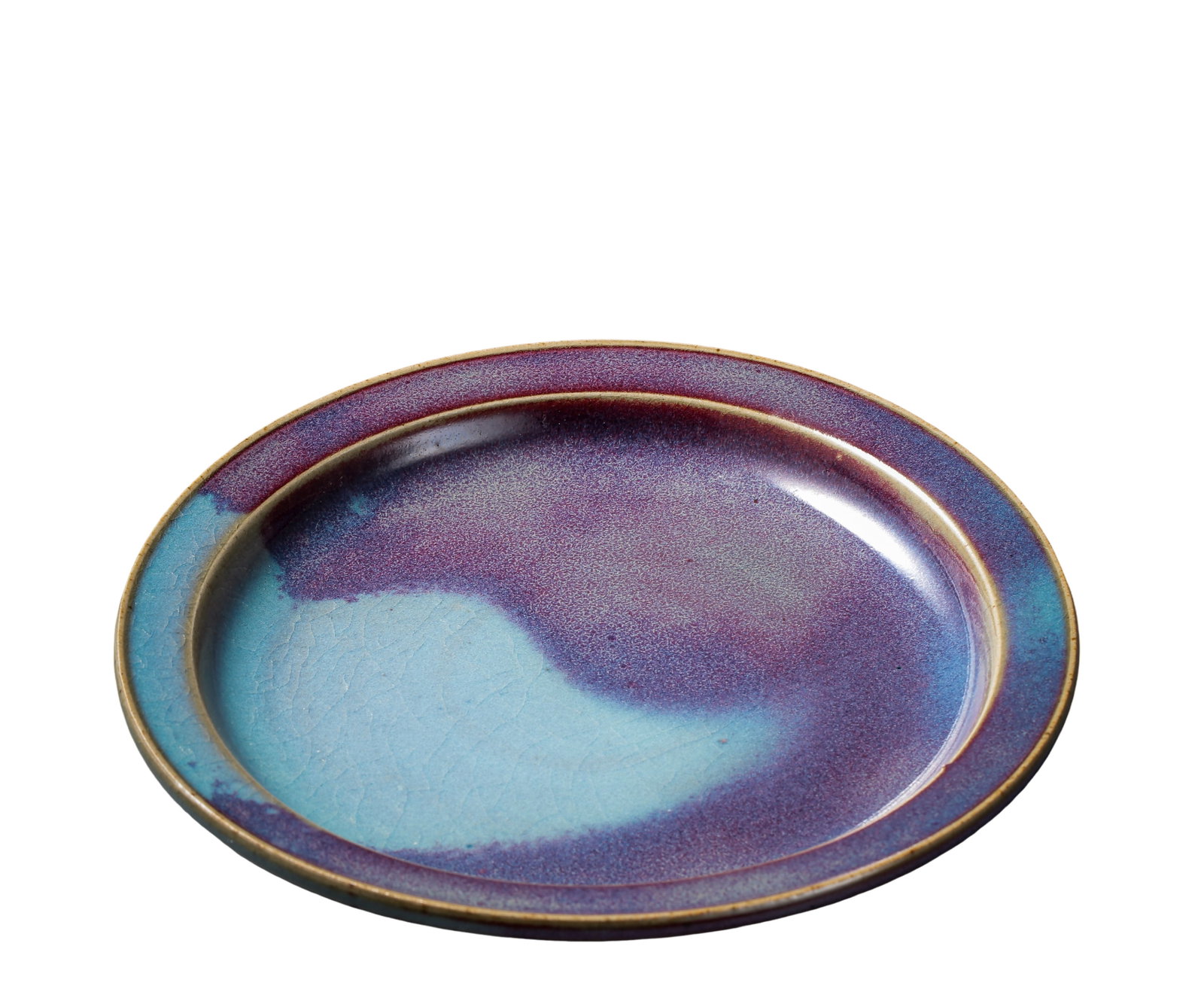Northern Song Dynasty (960–1127) Jun Kiln Rose-Purple Splashed Folded-Rim Dish: Size: Diameter 18 cm (7.1 in), Height 3 cm (1.2 in), 11th–12th Century, Northern Song Dynasty?Condition & Provenance: The dish is well preserved with a thick and luminous Jun glaze, naturally develo