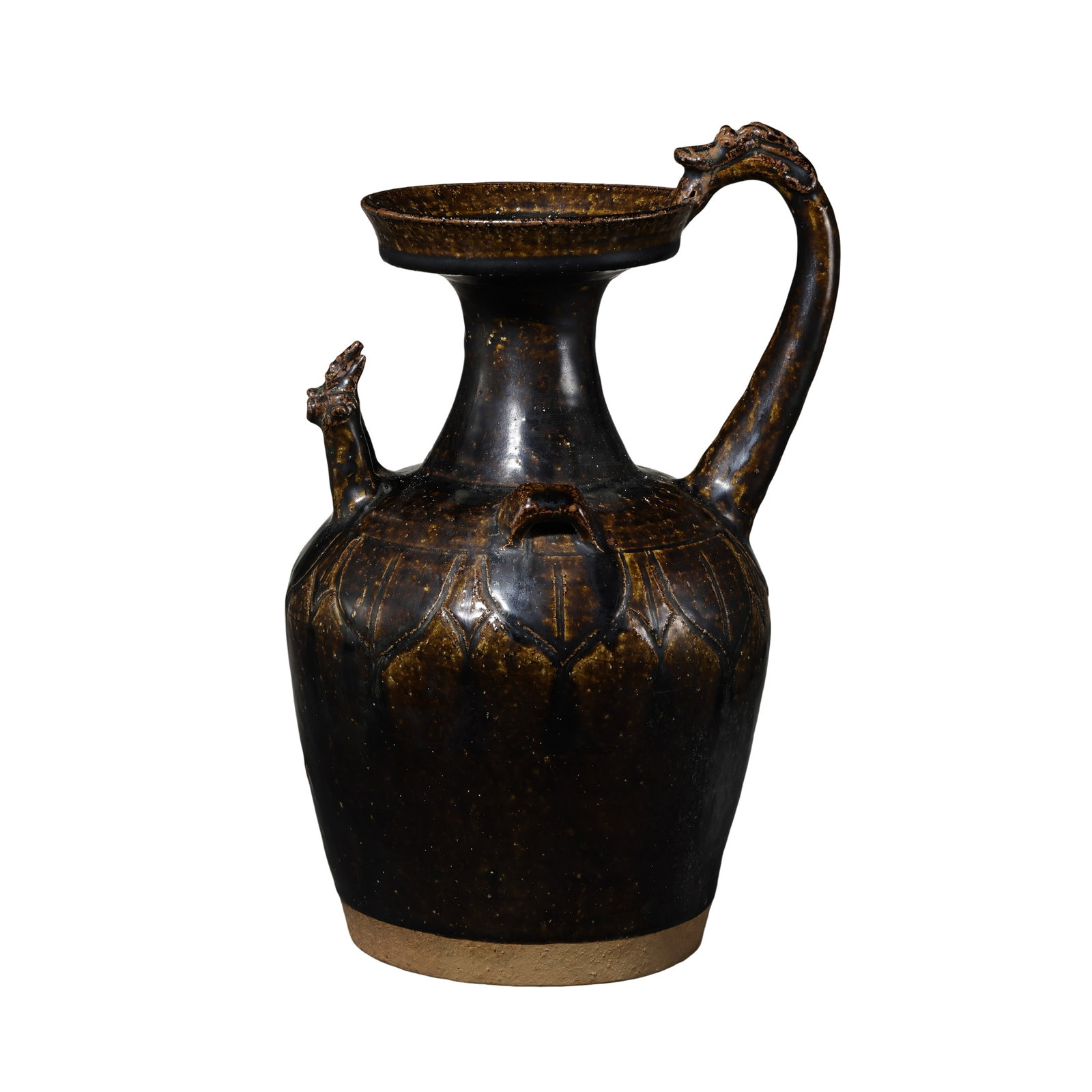 Northern Song Dynasty (960–1127) Black-Glazed Lobed Ewer with Dragon-Shaped Handle, Twin (1 of 9)