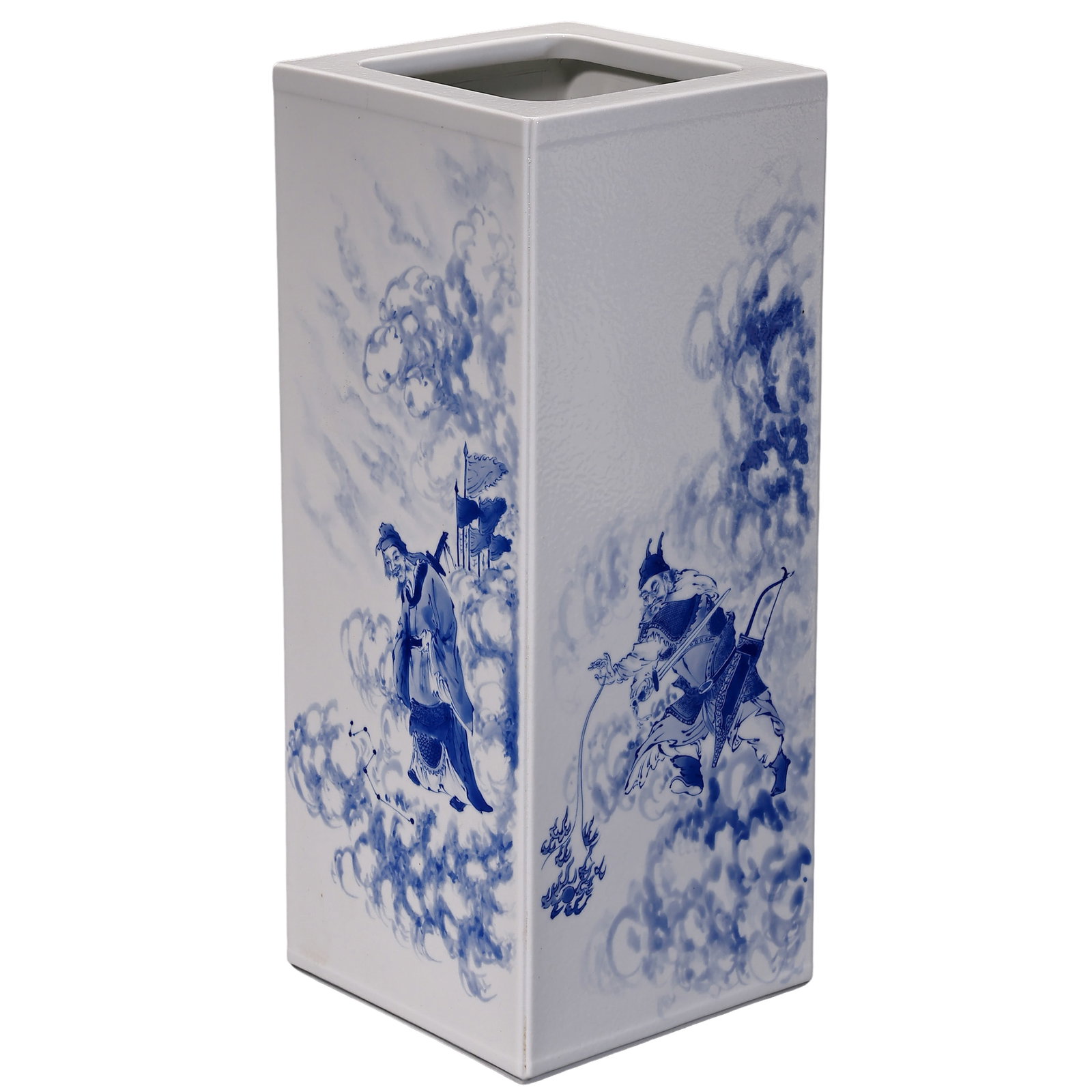 Qing Dynasty, Qianlong Period (18th Century) Blue and White Porcelain Square Brush Holder with: Size: Height 39.5 cm, Length and Width 16 cm (15.55 × 6.30 × 6.30 inch), Qing Dynasty Qianlong Period, 18th Century?Condition & Provenance: Good overall condition with well-preserved glaze surface, 