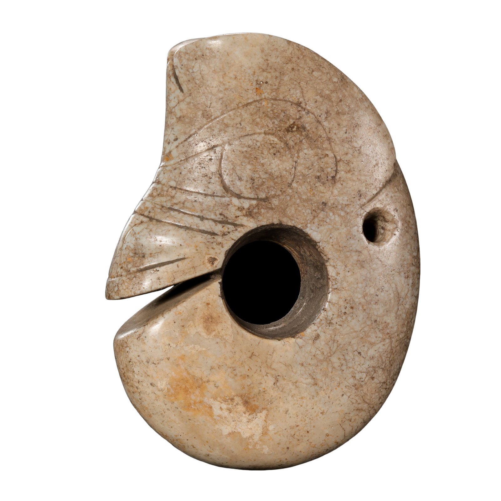 Hongshan Culture (7500–2900 BCE) Calcified “Chicken-Bone White?? Jade C-Shaped Zhulong, or (1 of 14)
