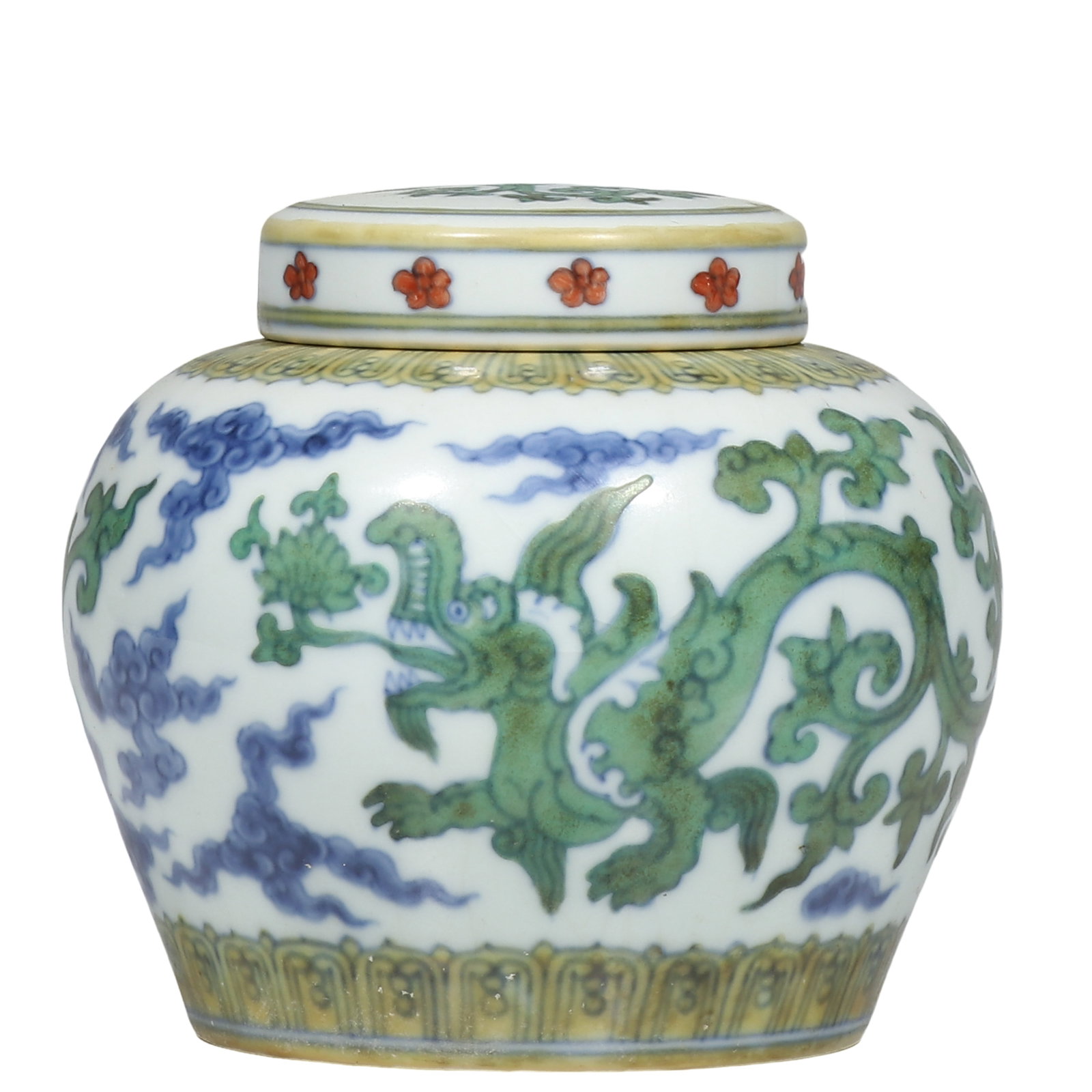 Chenghua Period Ming Dynasty Dou?cai “Tian?? Mark Covered Jar with Kui?Dragon Scroll (1 of 6)