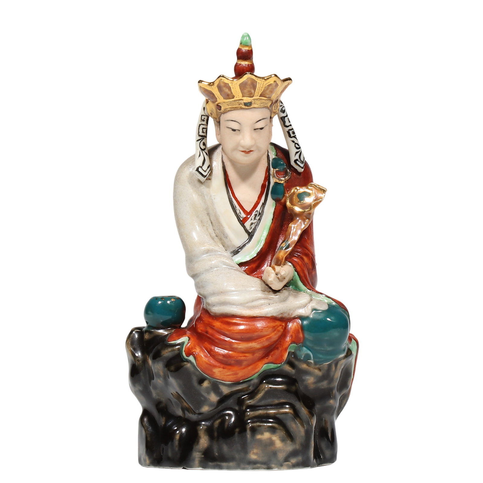 Republic Period Famille?Rose Porcelain Seated Ksitigarbha Statue (1 of 6)