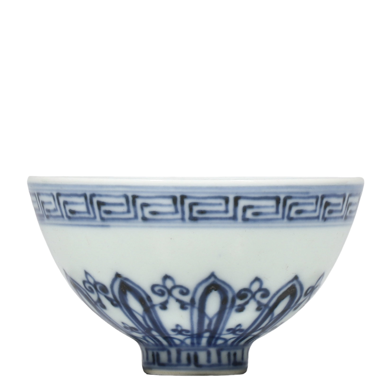 Ming Xuande Period, Blue and White Chicken?Heart Bowl with Floral?Auspicious Pattern: Dimensions?H.6 cm Condition & Provenance?Completely intact with glossy glaze, vivid cobalt?blue tone. Natural wear traces on foot ring from long?term circulation, no cracks or restoration. Former priv