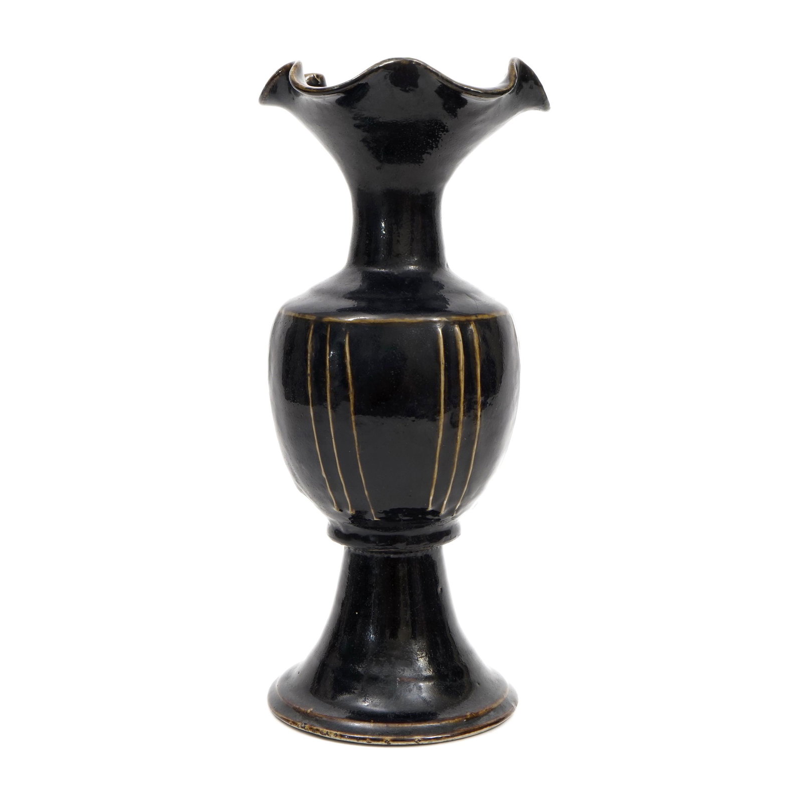 A BLACK-GLAZED CIZHOU KILN VASE WITH A FLOWER-SHAPED (1 of 4)