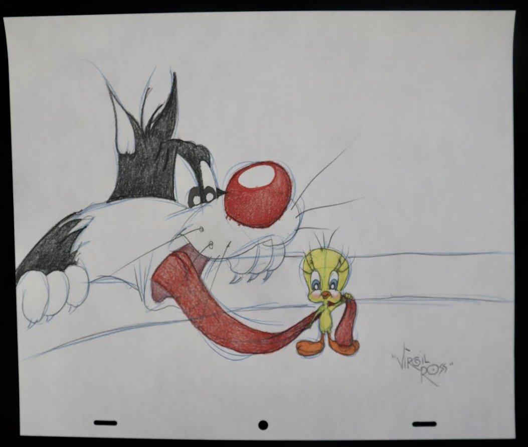 Virgil Ross Original Illustration Sylvester and Tweedy (1 of 1)