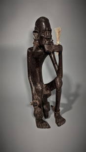 A Very Fine East African Figure: Uncommon, a special & early tribal carving from Kenya.Dark rich patina. Interesting earrings, ankle bracelets, etc; circa 1920's. 8.25" Height. Uncommon, a special & early tribal carving from Kenya. D