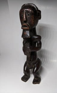 An Honest & Old Fang Figure: Antique, likely from Gabon. Deep rich natural color, its rear area with wood corrosion. Circa 1900. 12" Height