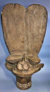 Exceptional Early Bamileke Mask, Crest: A Cameroon Batcham mask or, as called by our Metropolitan, a crest, theirs quite similar and dated 18th century as this may well be. A few museums term these of hippopotamus form, most all in museums