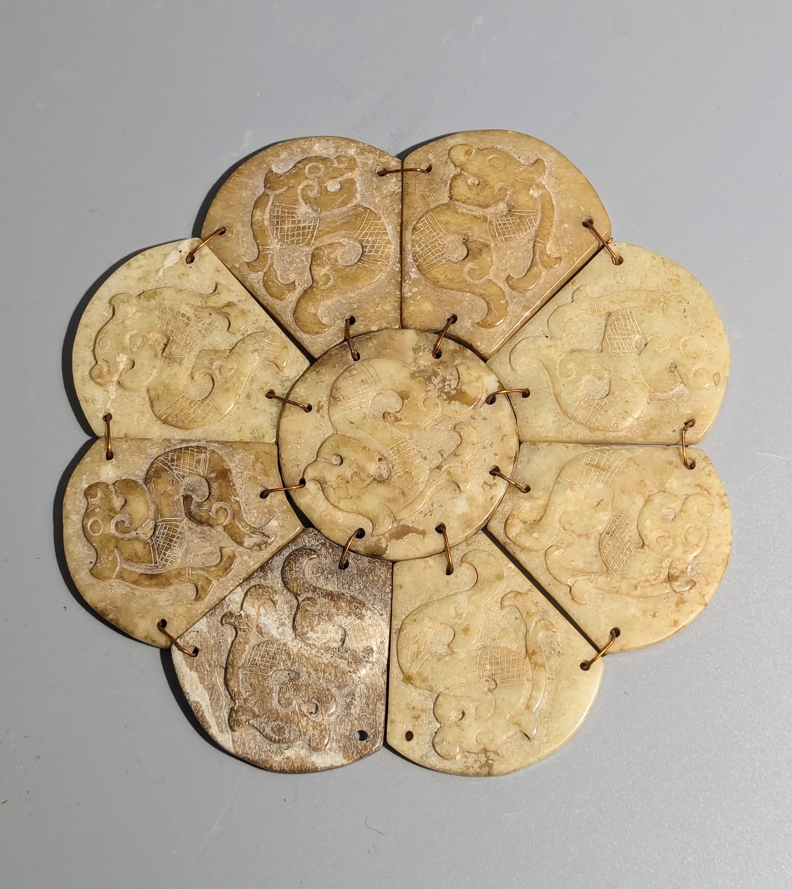 Chinese Carved Jade Pectoral Ornament With Mythical Beasts, Han Style (1 of 5)