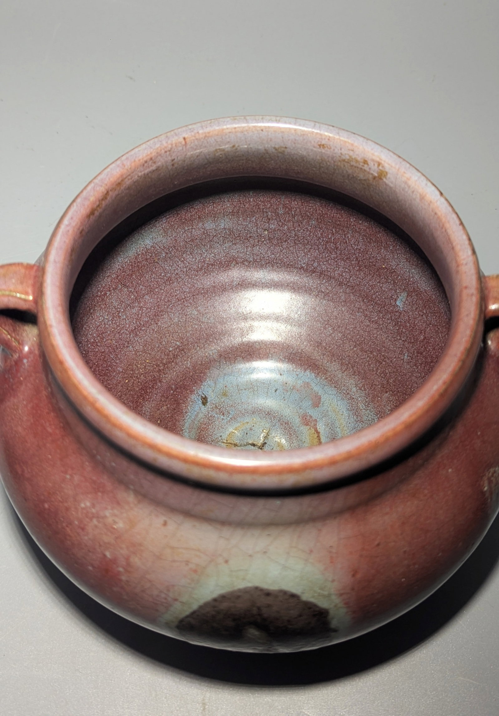 Jun-Type Splashed Glazed Two-Handled Ceramic Jar / Censer - 3