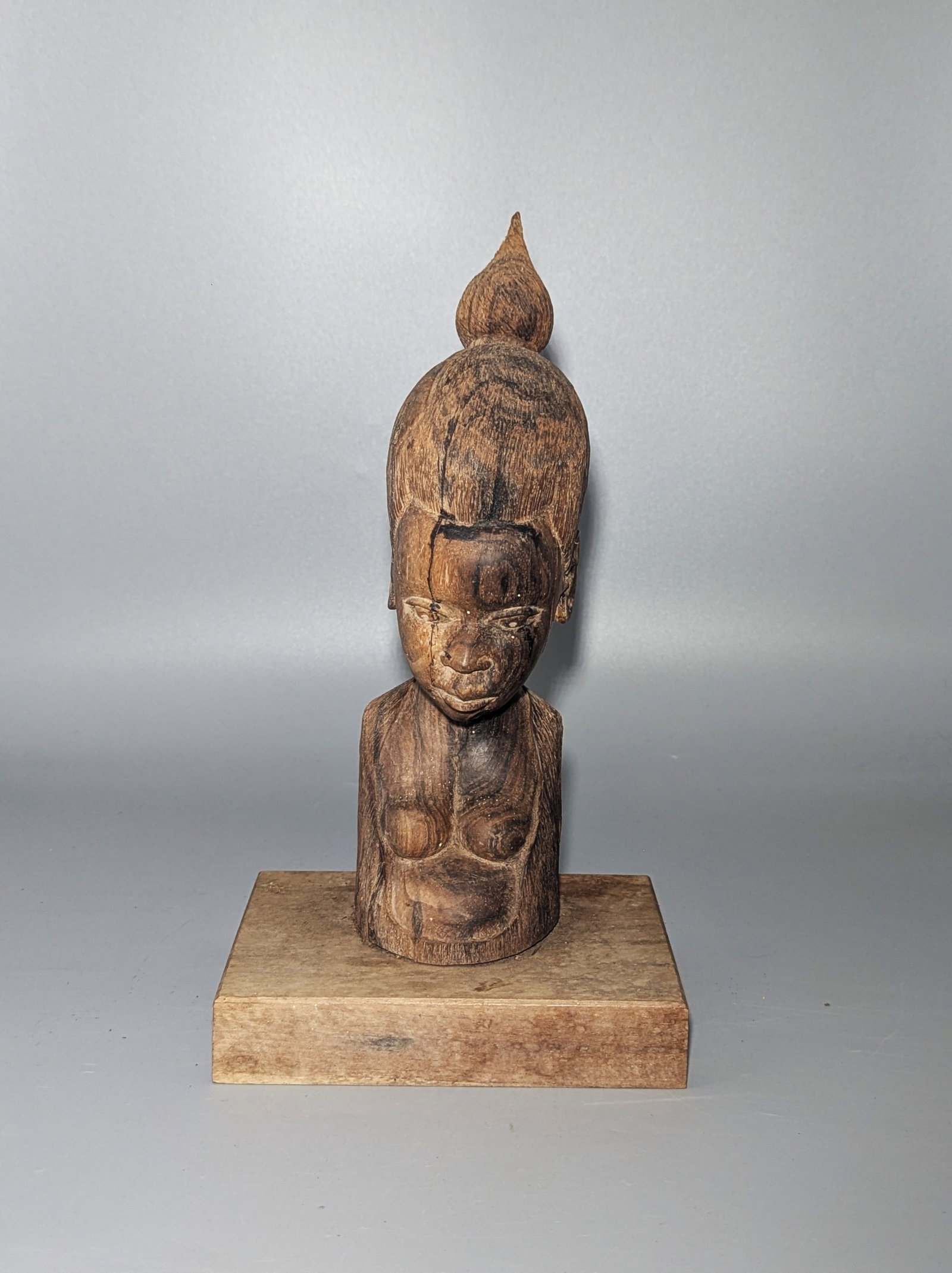 African Carved Wood Female Bust (1 of 5)