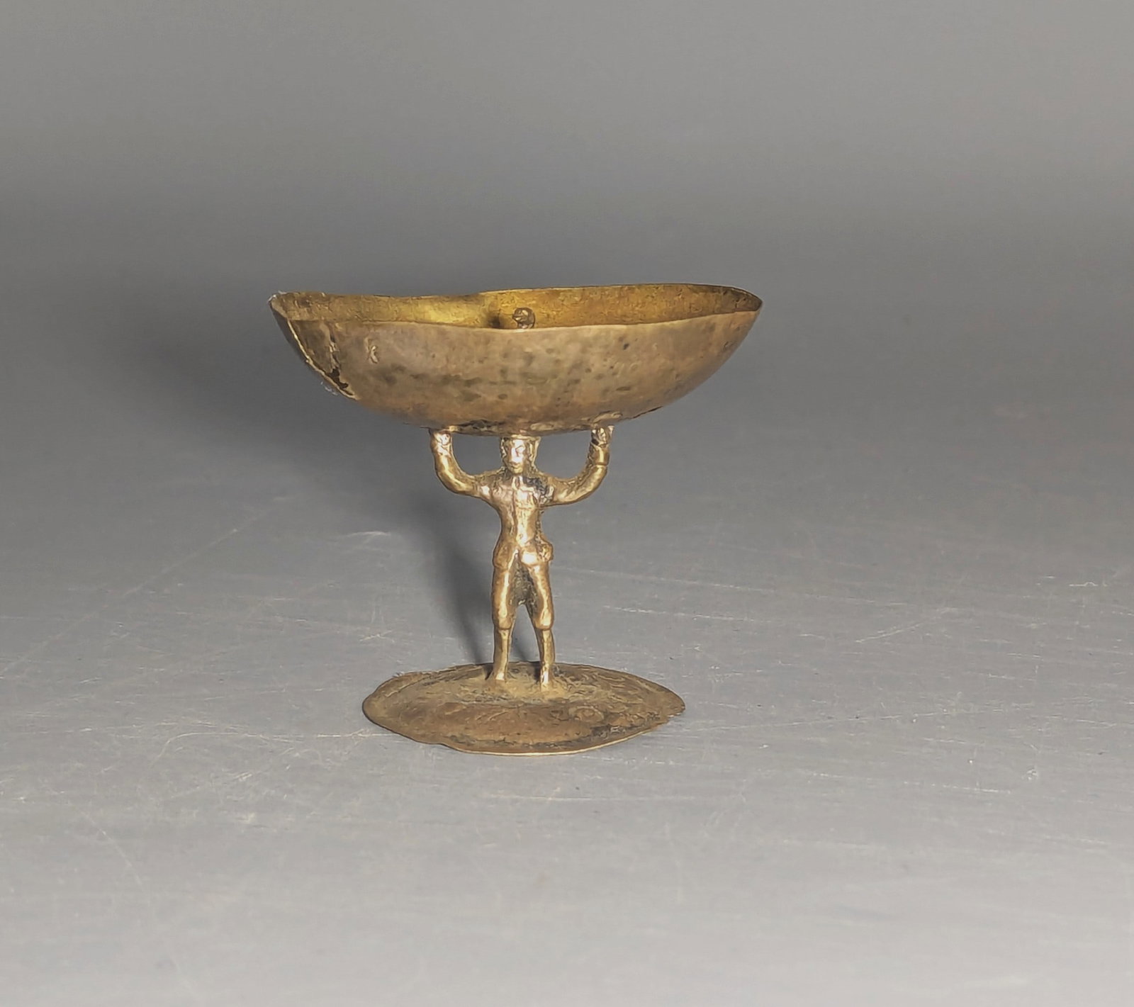 A Miniature Silver-Gilt Figural Tazza with Swan