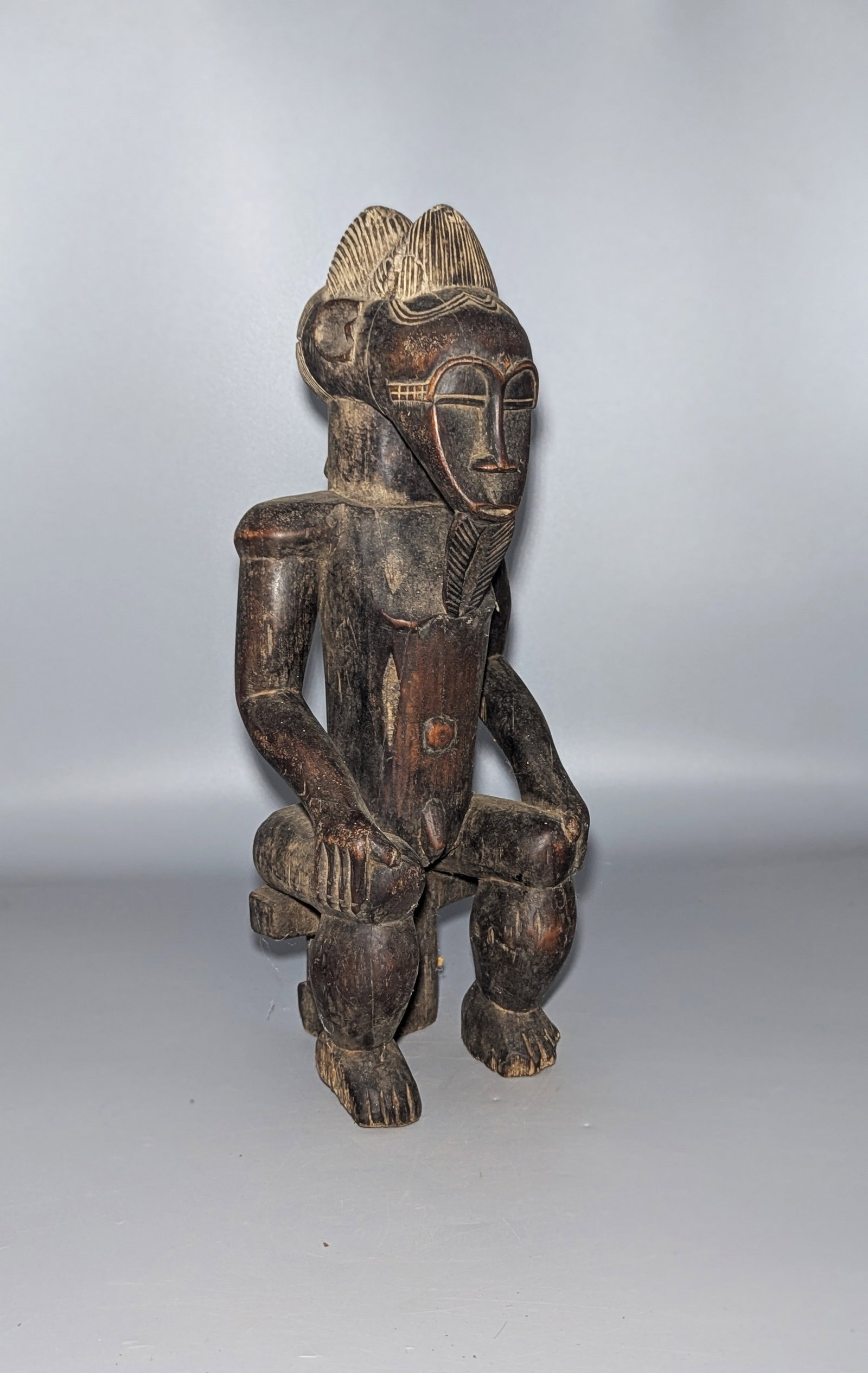 Baule Carved Wood Seated Male Figure, Côte d’Ivoire (1 of 9)