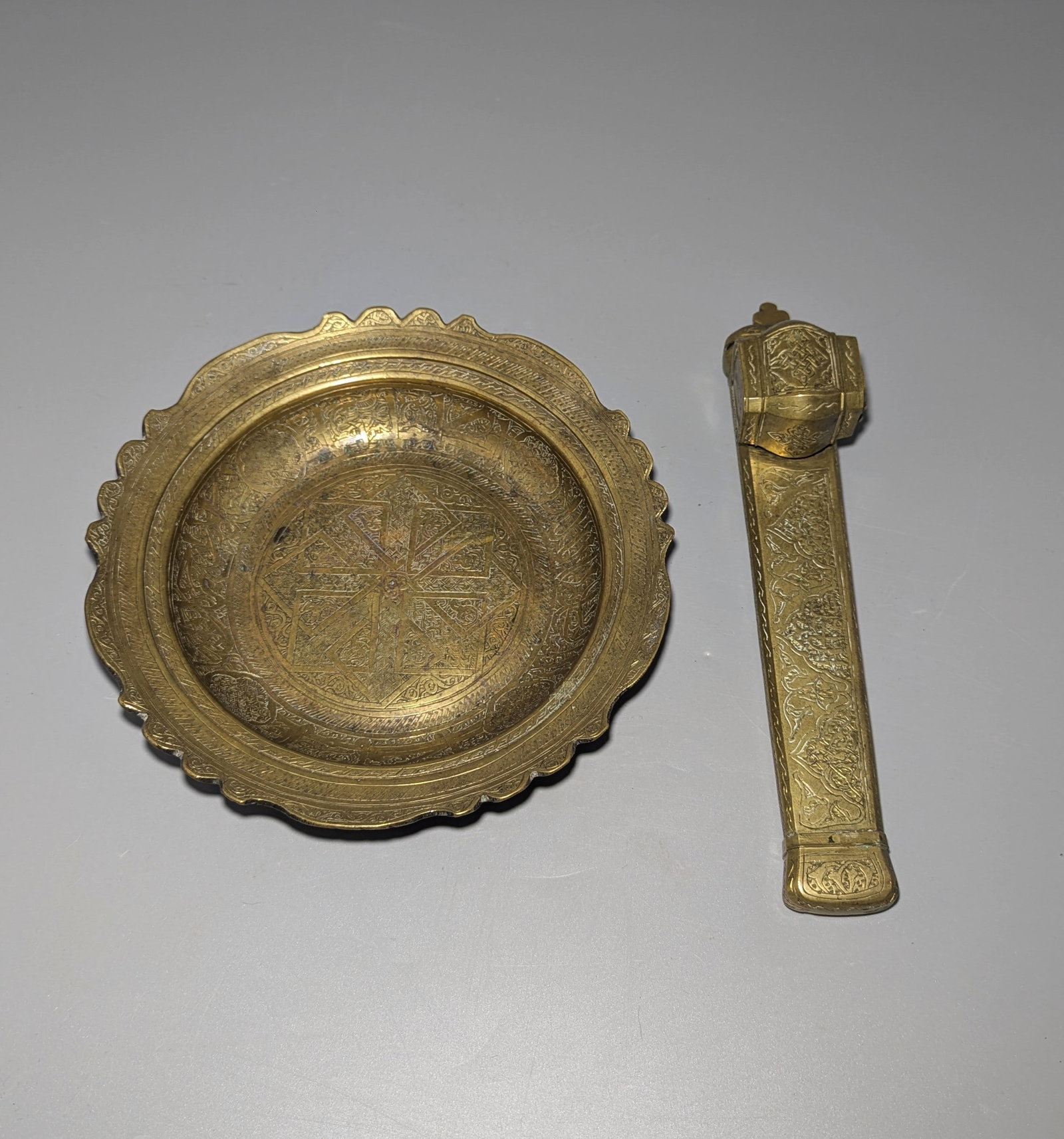 Two Islamic Engraved Brass Objects, Ottoman Style - 2
