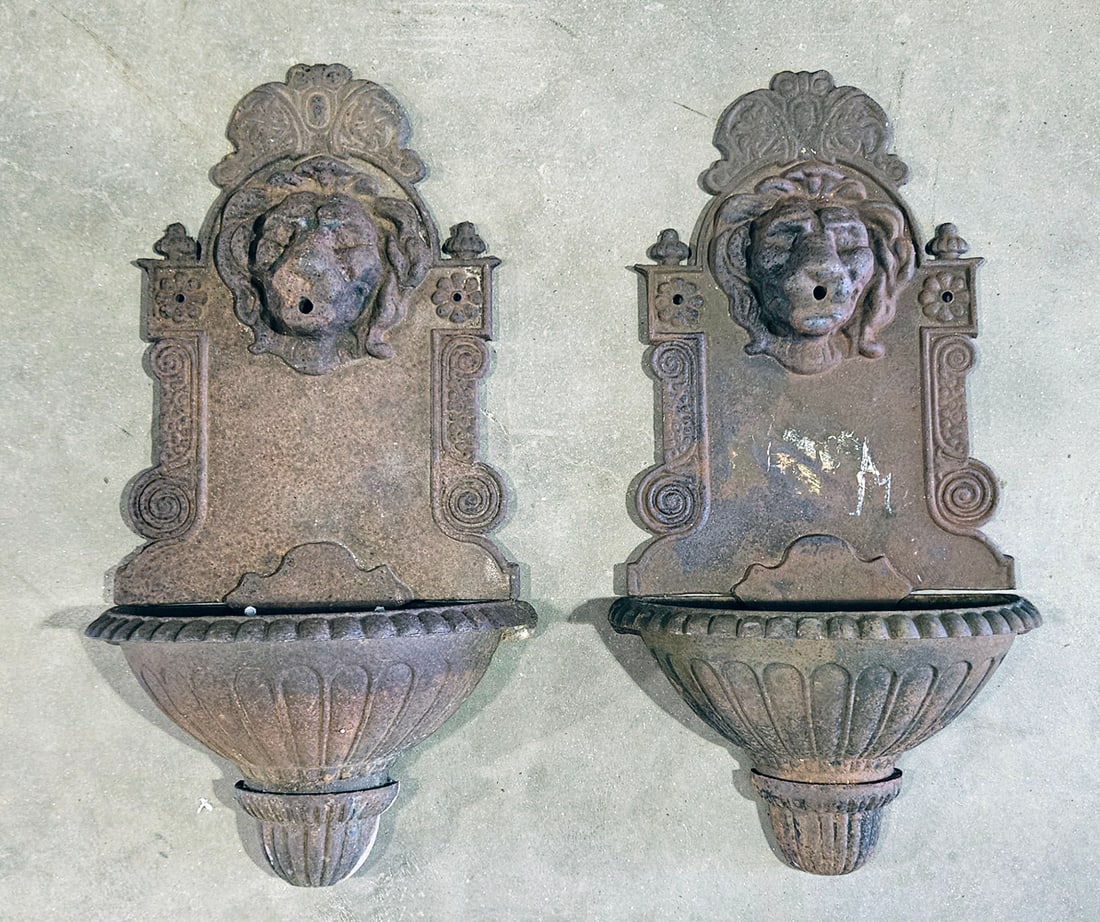 (2) Cast Iron Wall Fountains (1 of 2)