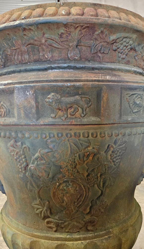 Old Casted Massive Iron Planters: 48"t x 36"w x 29"