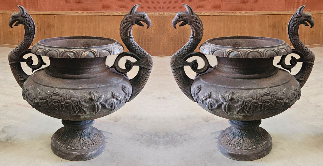 (2)Massive Cast Iron Urns (1 of 3)