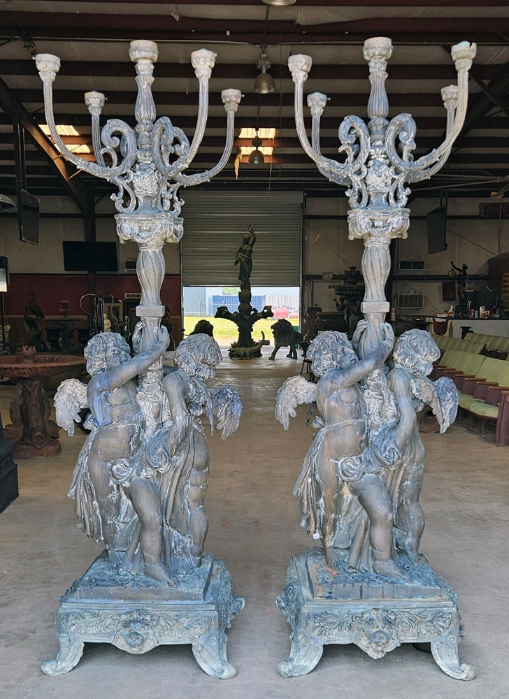 (2) Bronze Cherub Lamp Posts (1 of 4)