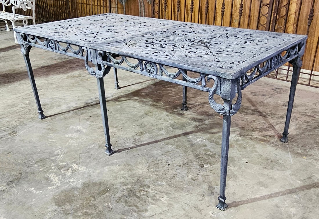 Ornate Patio Table: 28"t x 70"l x 35"d