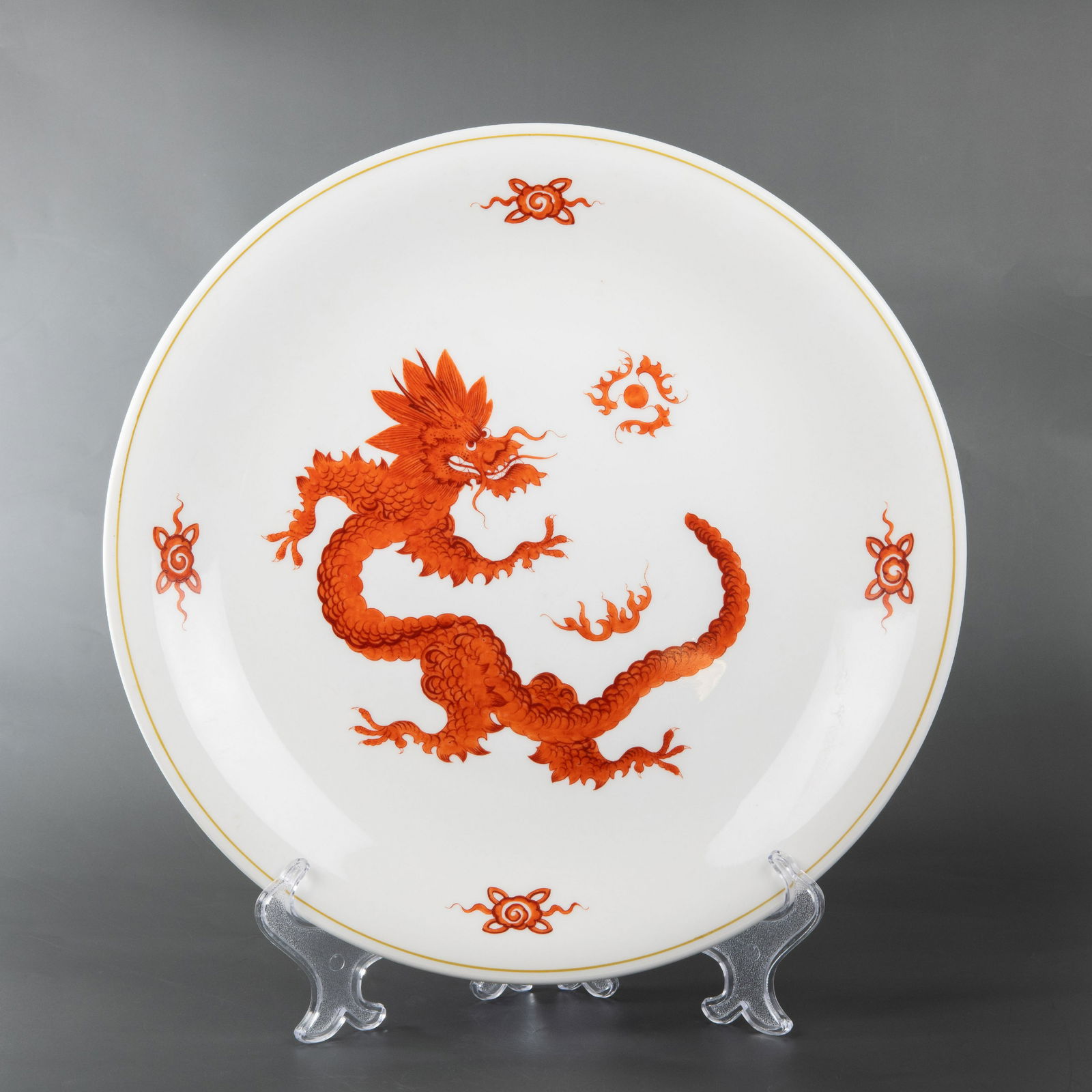 Meissen Ming Dragon Red Porcelain Platter Display Plate (1 of 12)