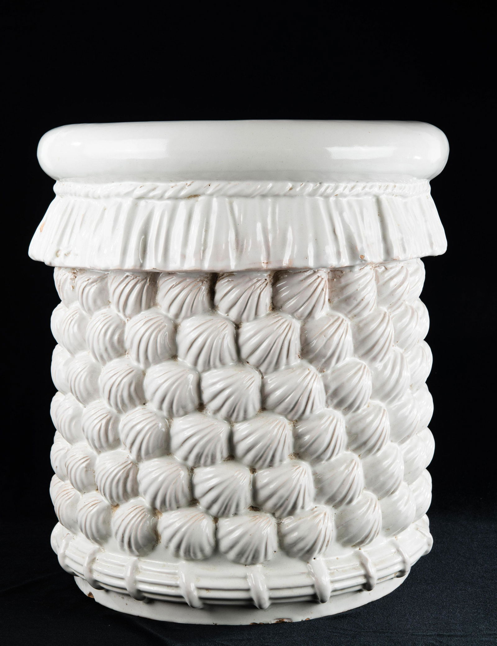 Italian Vintage Glazed Ceramic Vanity Seat Sea Shells (1 of 11)