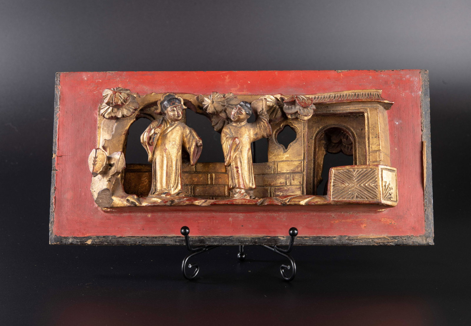 Antique Chinese High Relief Gilded Carved Wood Panel (1 of 12)