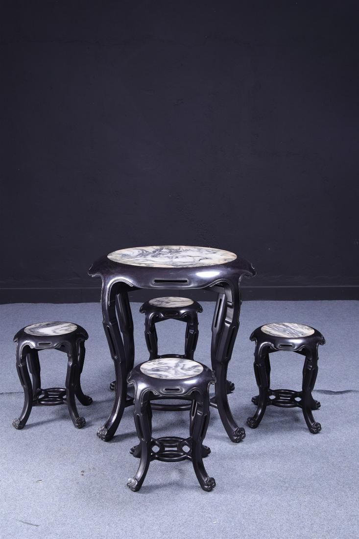 Republic of China 20 Century Zitan inlaid with marble (1 of 9)