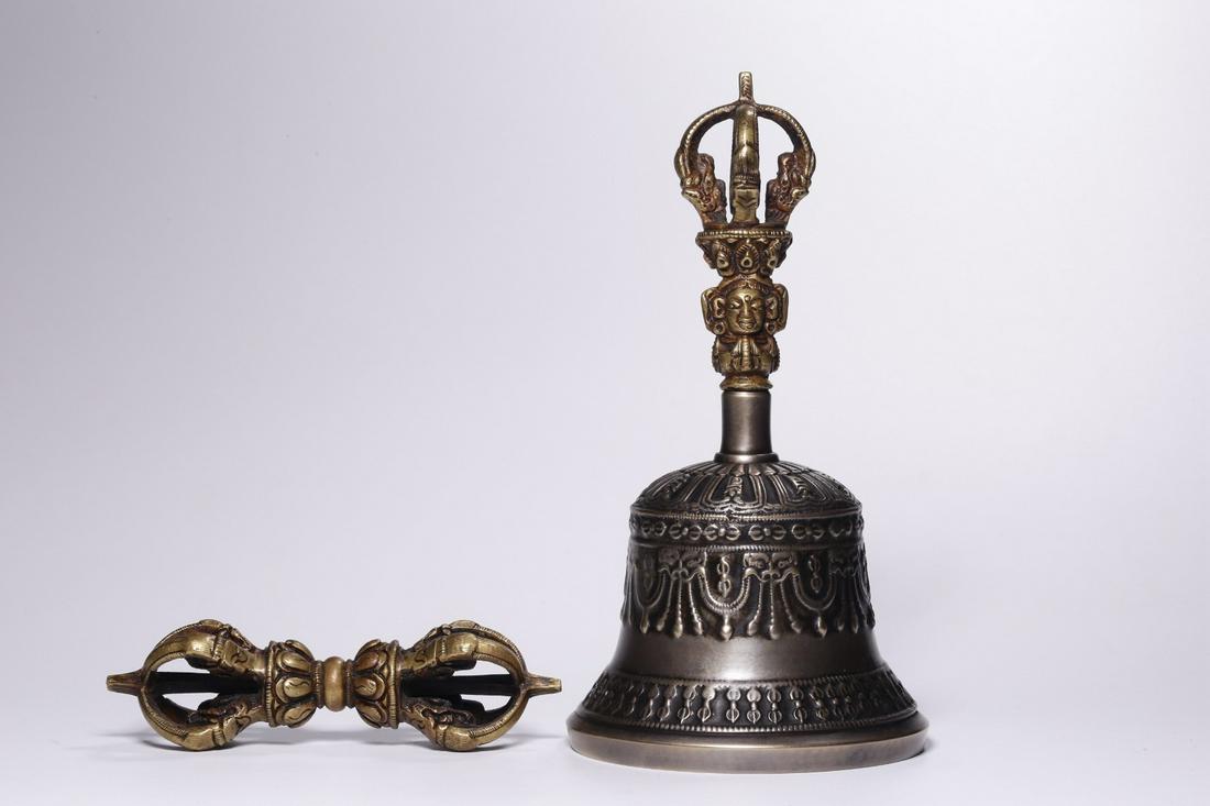 Qing Dynasty 17-19 Century Alloy Bronze Vajra Bell Set (1 of 9)