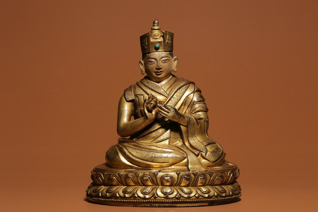 Qing Dynasty Gilt Bronze 'Karma Pakshi, 2nd Karmapa (1 of 9)