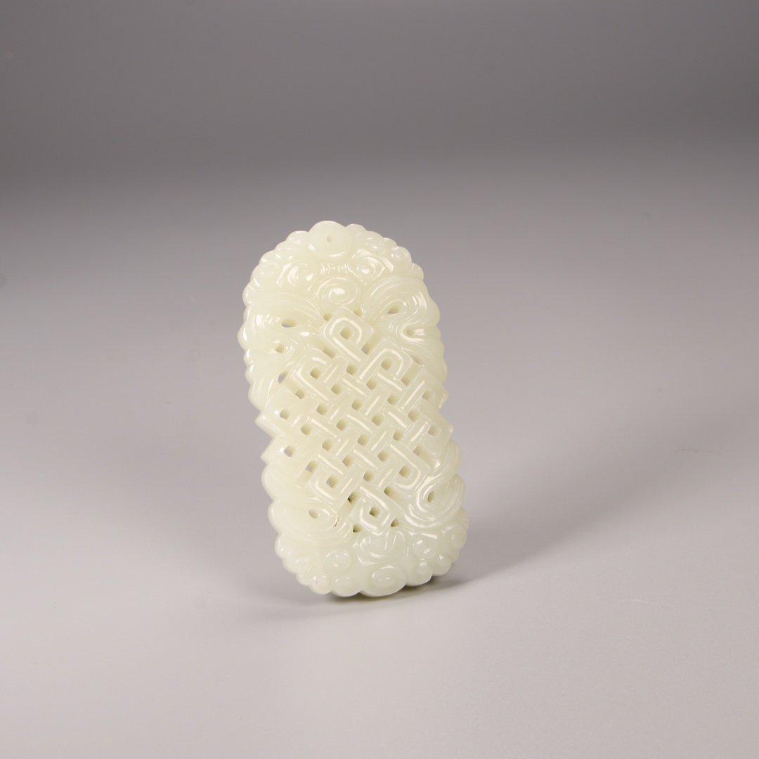 Qing Dynasty - Hetian White Jade Plaque (1 of 9)