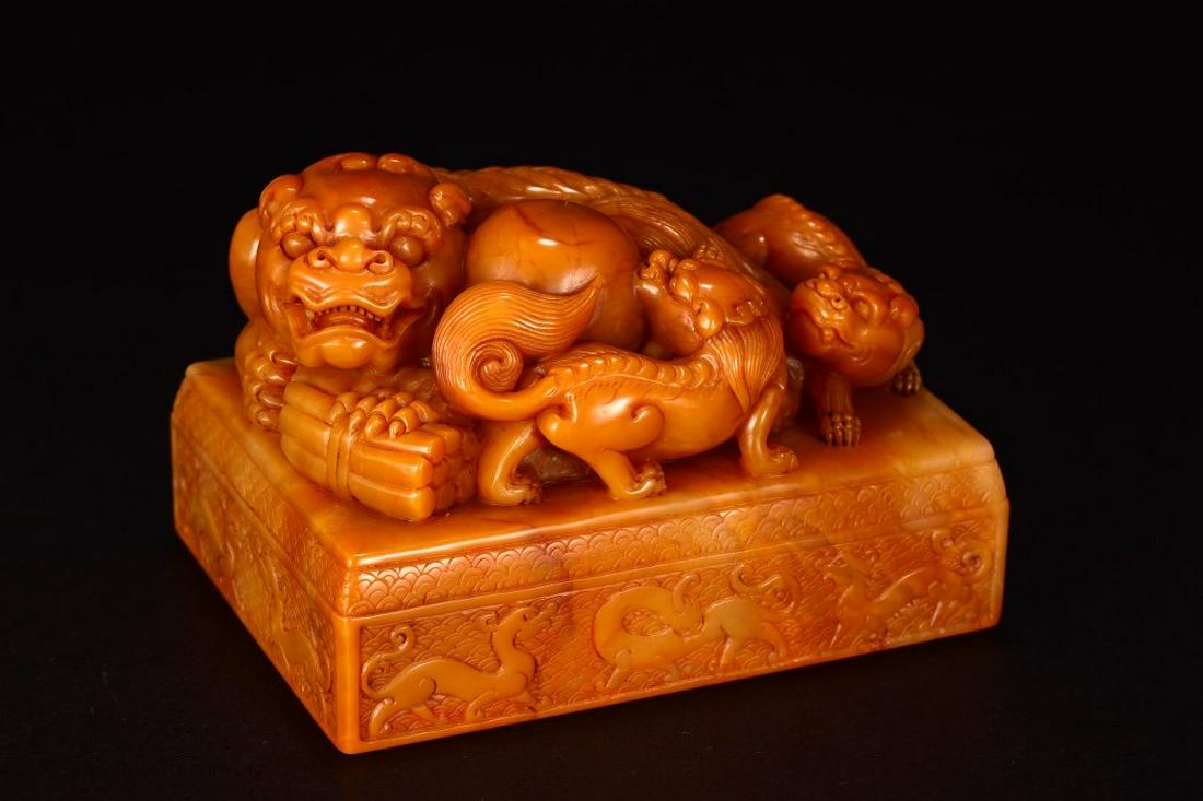 Tianhuang Stone  Auspicious Beast Stationary Seal (1 of 9)