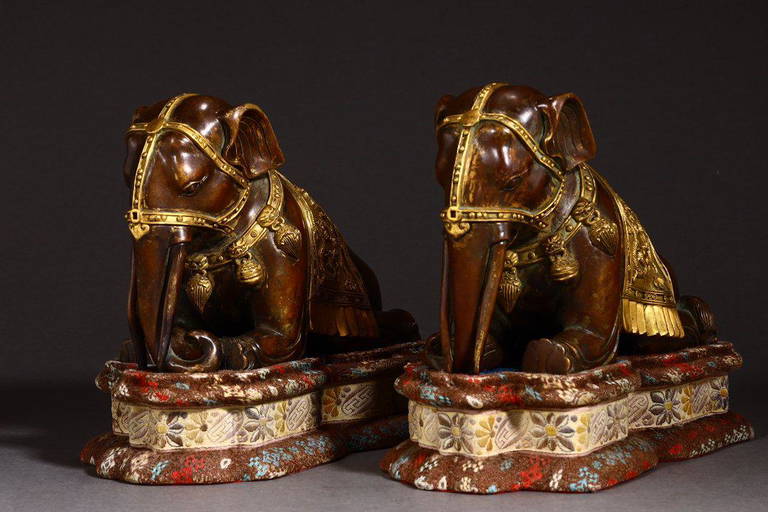 Gilt Bronze Elephant Ornament Pair Nov 14, 2021 Mosaic Art